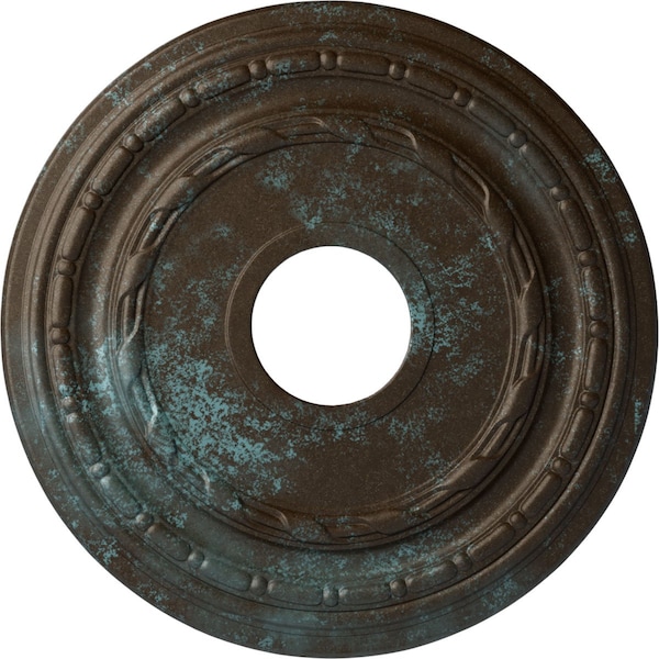 Ekena Millwork Dublin Ceiling Medallion (Canopies up to 8 1/4"), 15 3/8"OD x 3 5/8"ID x 1"P, Bronze Blue Patina CM15DUBBS - main